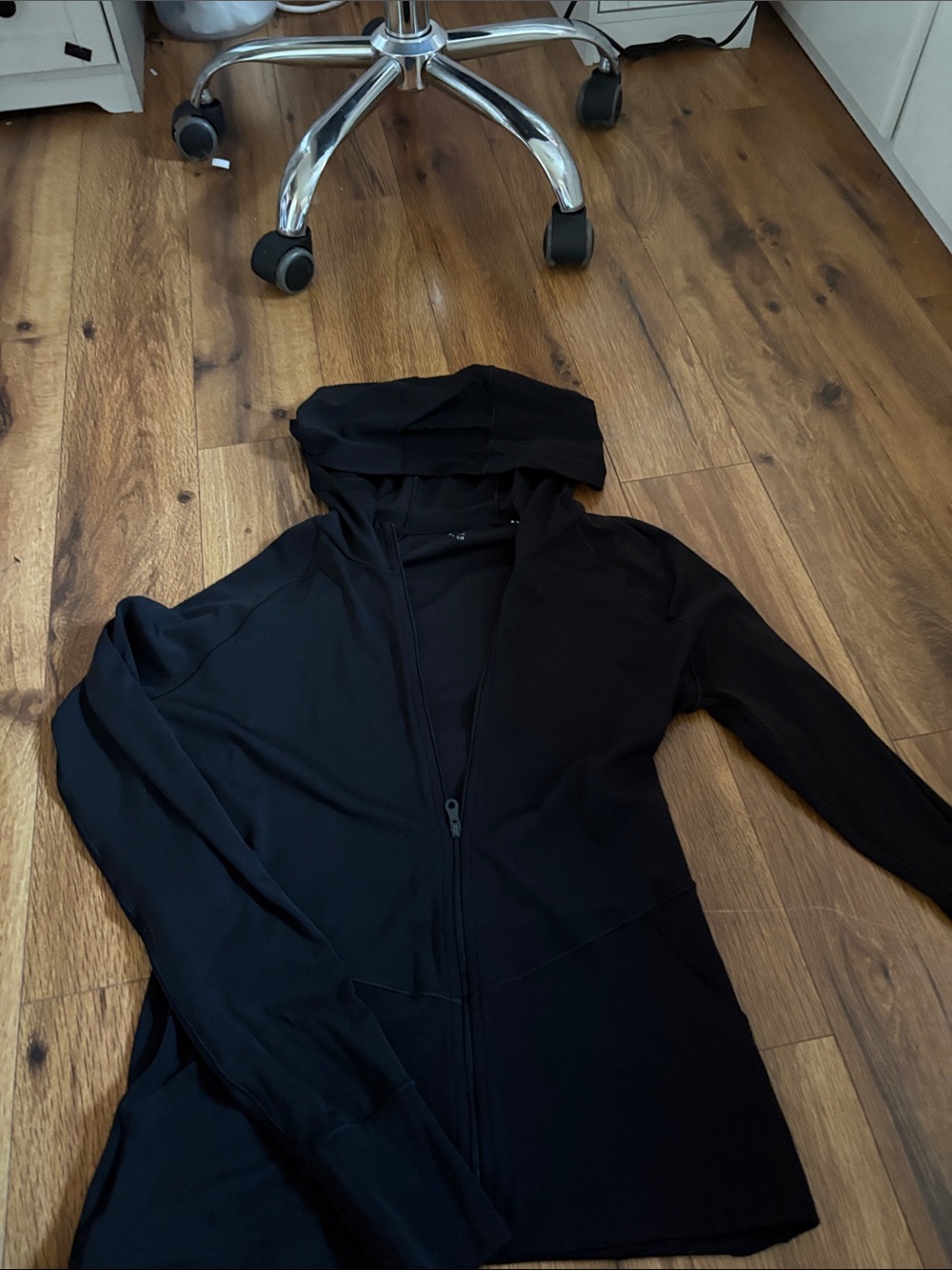 aerie Black Full-Zip Hooded Utility Jacket